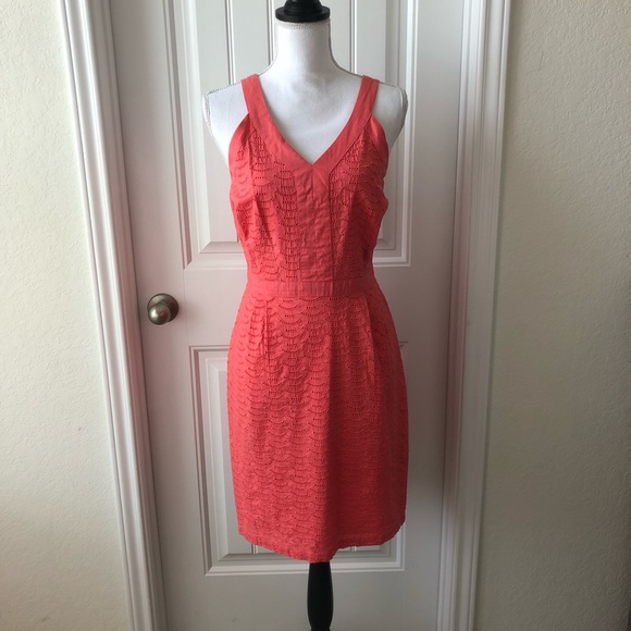 ‼️REDUCED‼️ NWOT Coral Eyelet Sheath Dress - Picture 1 of 8
